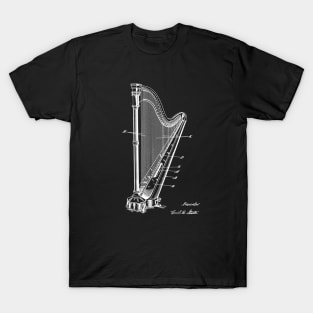 Harp Vintage Patent Drawing T-Shirt